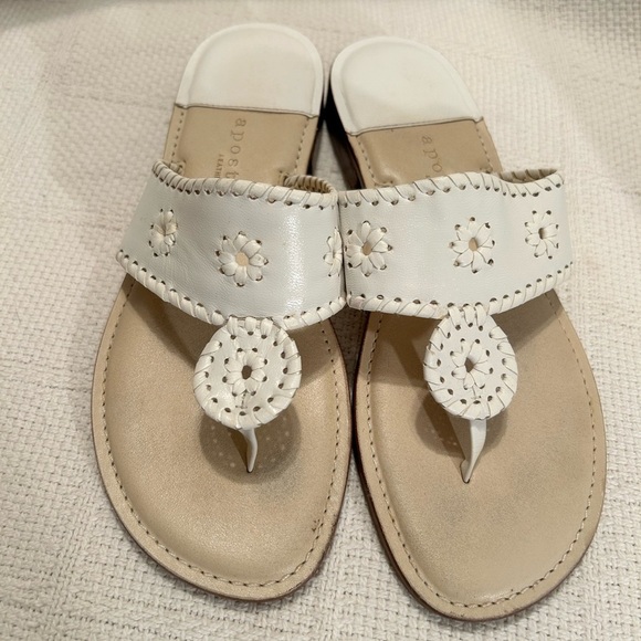 Apostrophe White and Tan Sandals with Classic Design - Picture 1 of 6